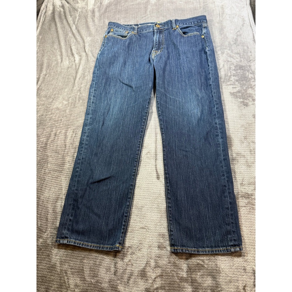 Christian‎ Audigier Mens Relaxed Straight Leg Jeans Blue Denim 36x28 Slub Wash